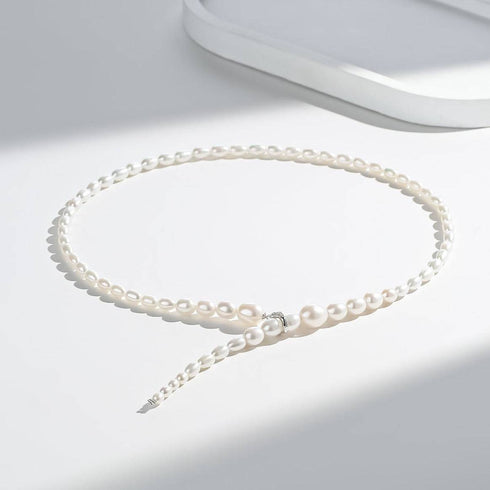3-7mm Freshwater Snake Style Rice Pearl Necklace - House Of Pearls